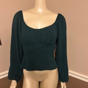 Altar'd State Forest Green Long Sleeve Blouse